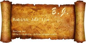 Babits Júlia névjegykártya